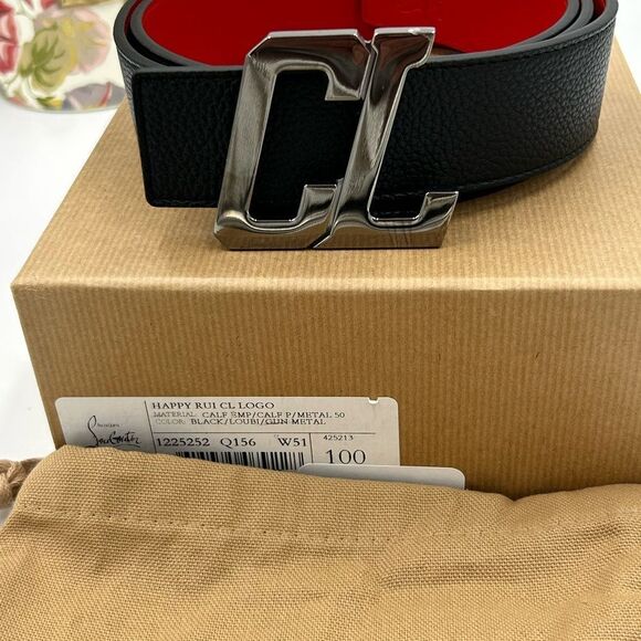 Unisex Christian Louboutin happy Rui Leather logo Belt size 100 cm/40 inches - Picture 3 of 7
